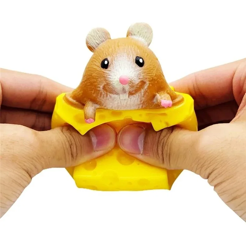 Pop Up Funny Mouse And Cheese Block Squeeze Anti Stress Toy Hide And Seek Figures Stress Relief Fidget Toys For Kids Adult