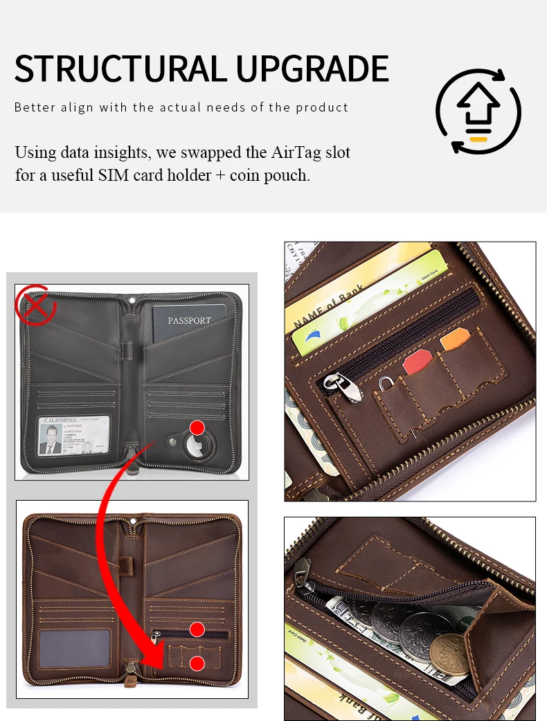 Reisepasshülle für die Familie mit Riemen, aus echtem Leder, mit RFID-Schutz, Reisedokumenten-Organizer und Geldbörse mit Stifthalter. – Detail 3