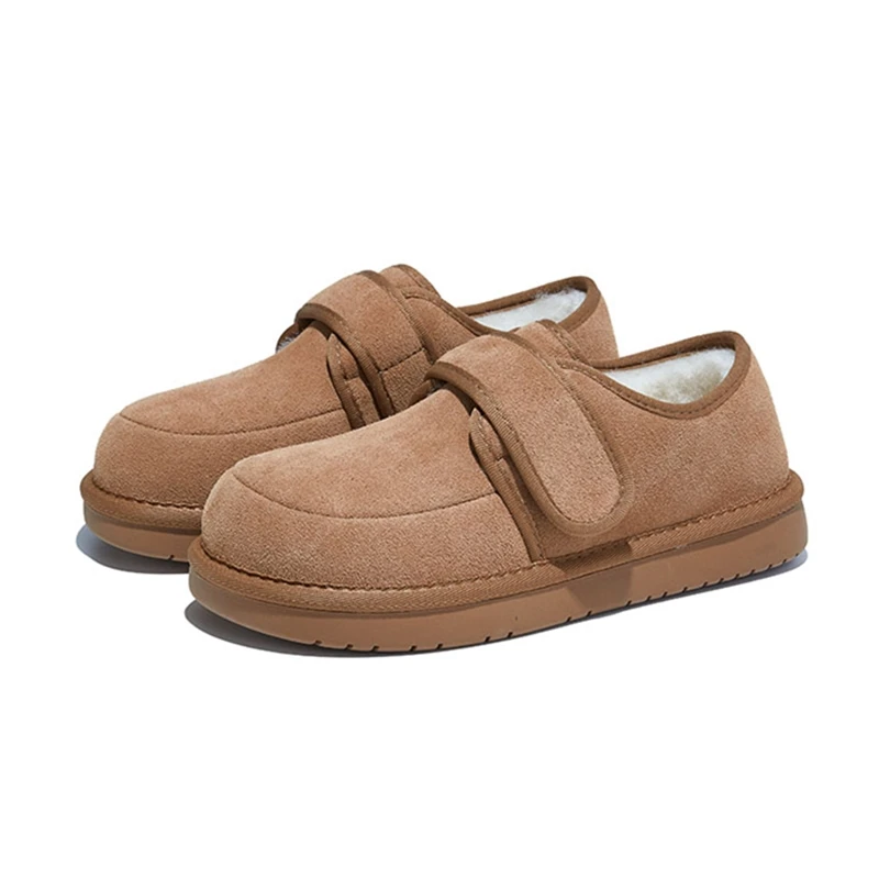 AIYUQI 2025 جديد المرأة أحذية الثلوج شقة سوليد الشتاء الدفء النساء أحذية قطنية كبيرة الحجم الفيلكرو أحذية نسائية #4