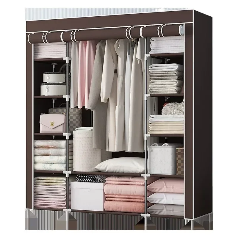 

Household GoodsSimple Wardrobe Storage Cabinet With Hangers, Simple And Lightweight, Dust-proof Wardrobe Storage Cabinet