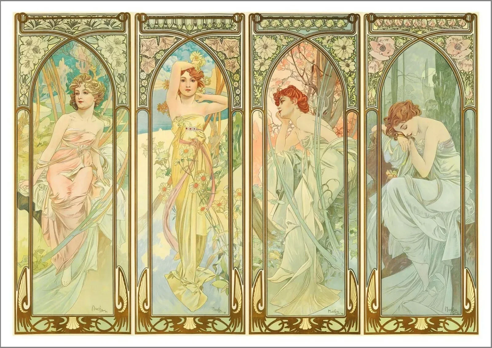 Alphonse Mucha Travel retro railways vintage Art Print Silk Poster Home Decor Painting