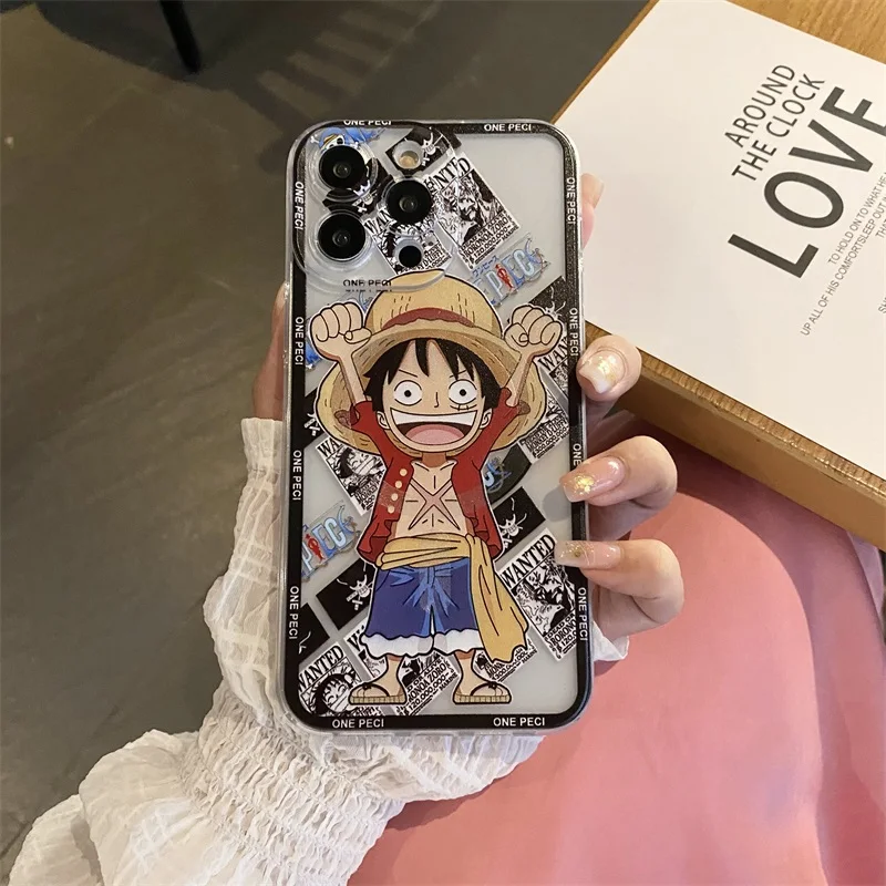 Cartoon O-One Piece Magsafe Wireless Charging Case For iPhone 15 14 13 12 11 Pro Max Magnetic Transparent Soft Silicone Cover