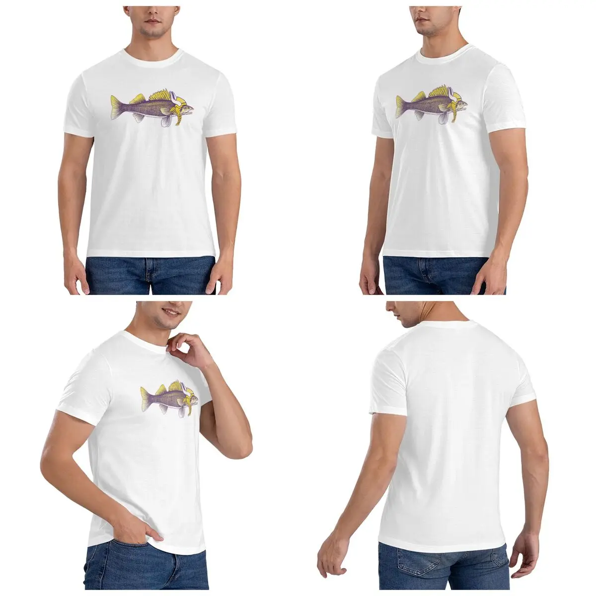 Minnesota Walleye Men T-Shirt Fashion Plus Size T Shirts Men's Round Neck Cotton Tees Short Summer Male