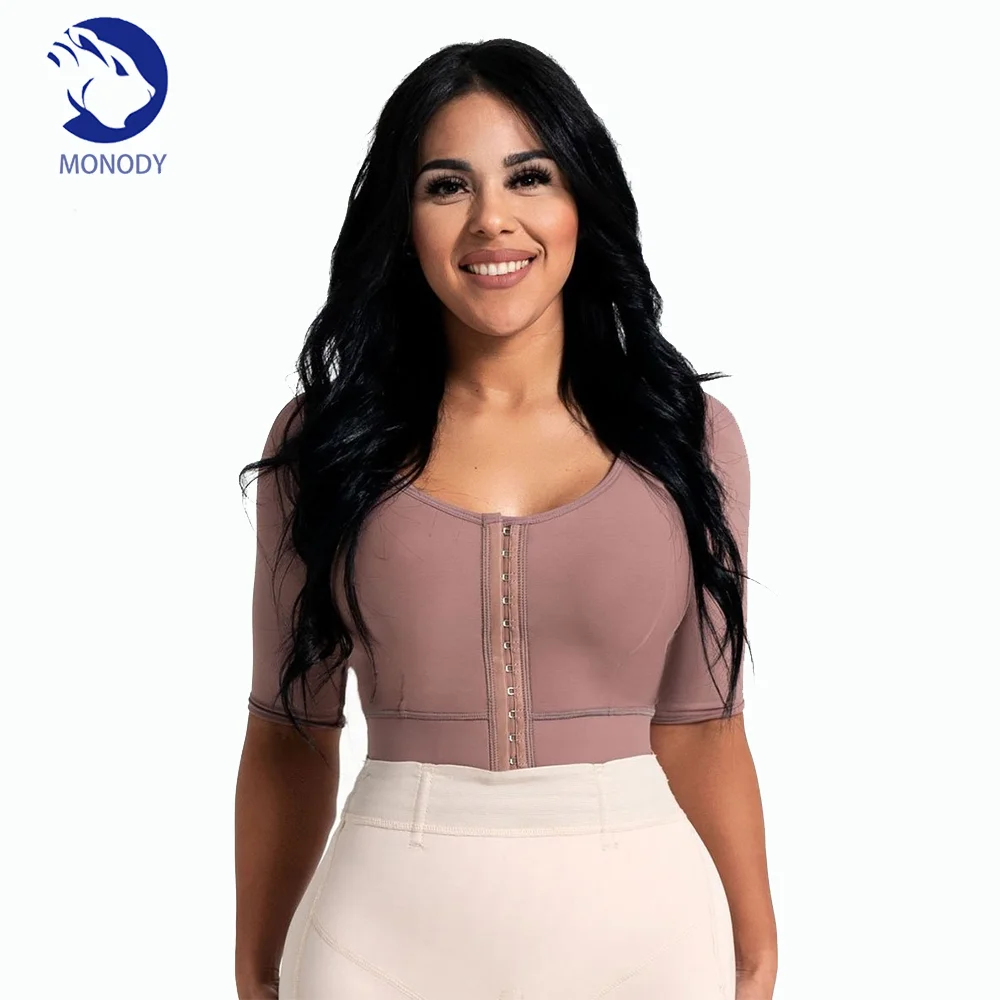 

Women's Shaping Top With Mid Sleeve Posture Correcting Vest Posture Corrector Shapewear With Hook-eyes Body Beauty Underwear