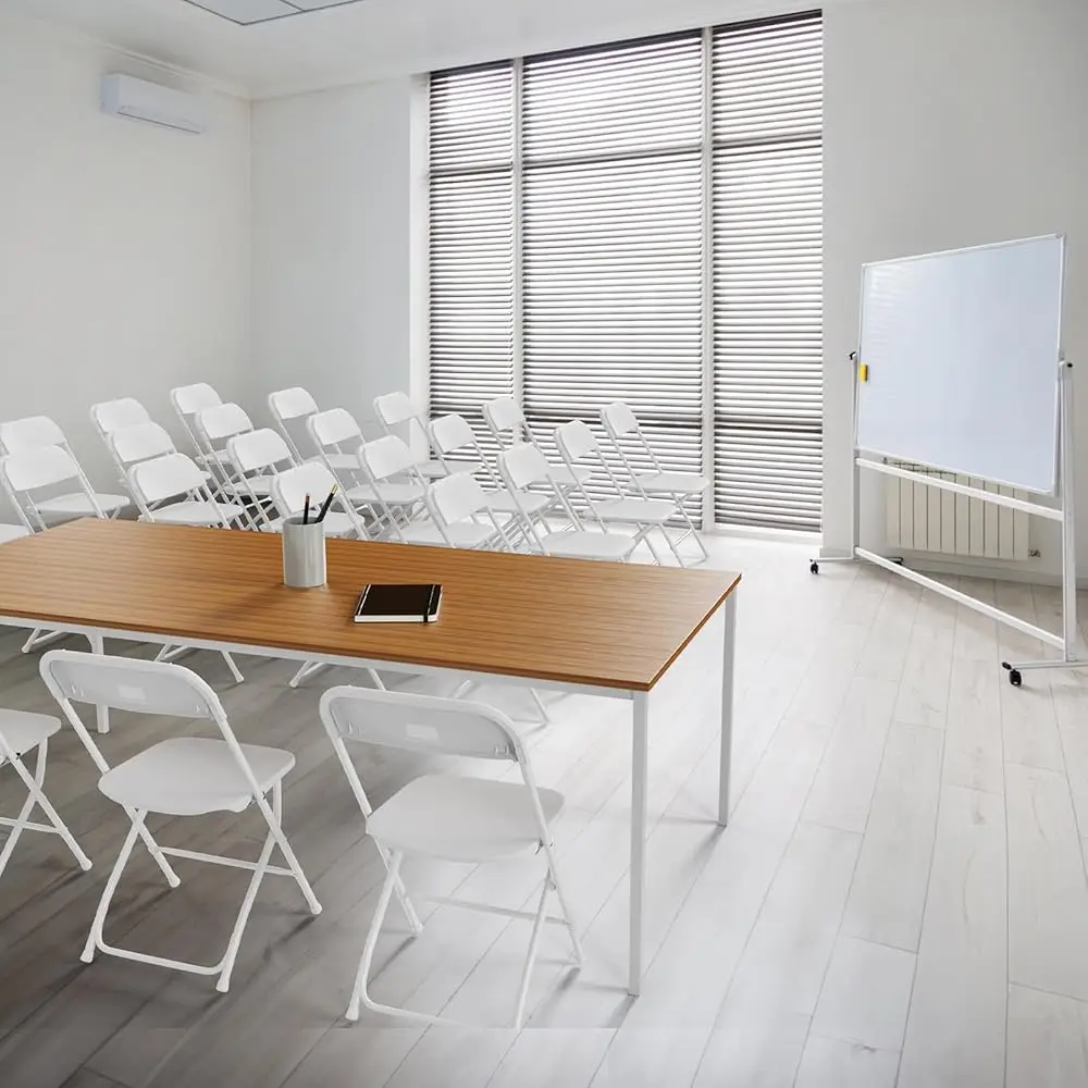 2 Pa White Plastic Folding Chair, Indoor Outdoor Portable Stackable Commercial Seat With Steel Frame 350Lb. Acity For Events