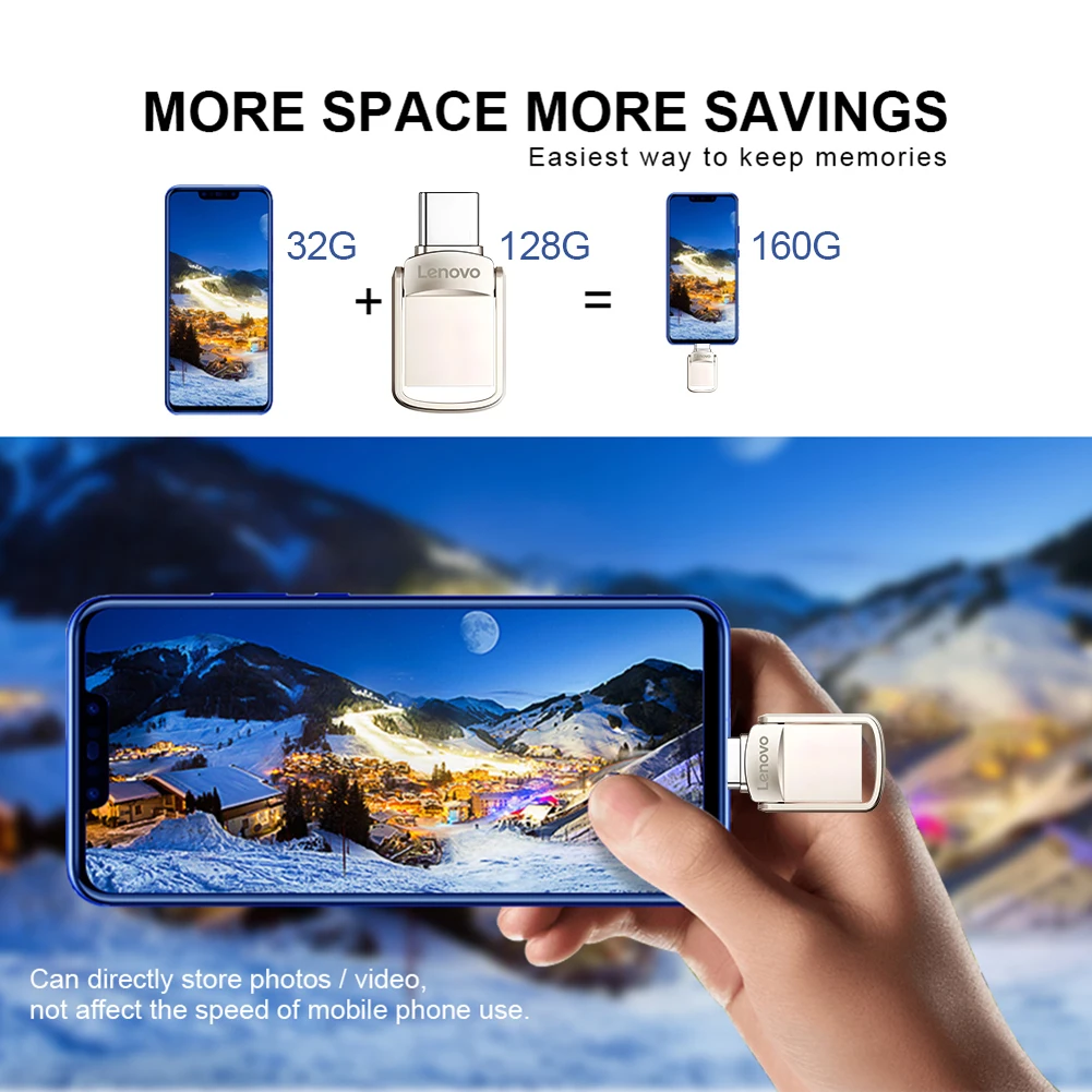 Lenovo Type C USB Flash Drives 2TB Pendrive USB 3.0 Interface Pen Drive OTC Large Capacity 1TB U Disk Memory Stick For Phone PC