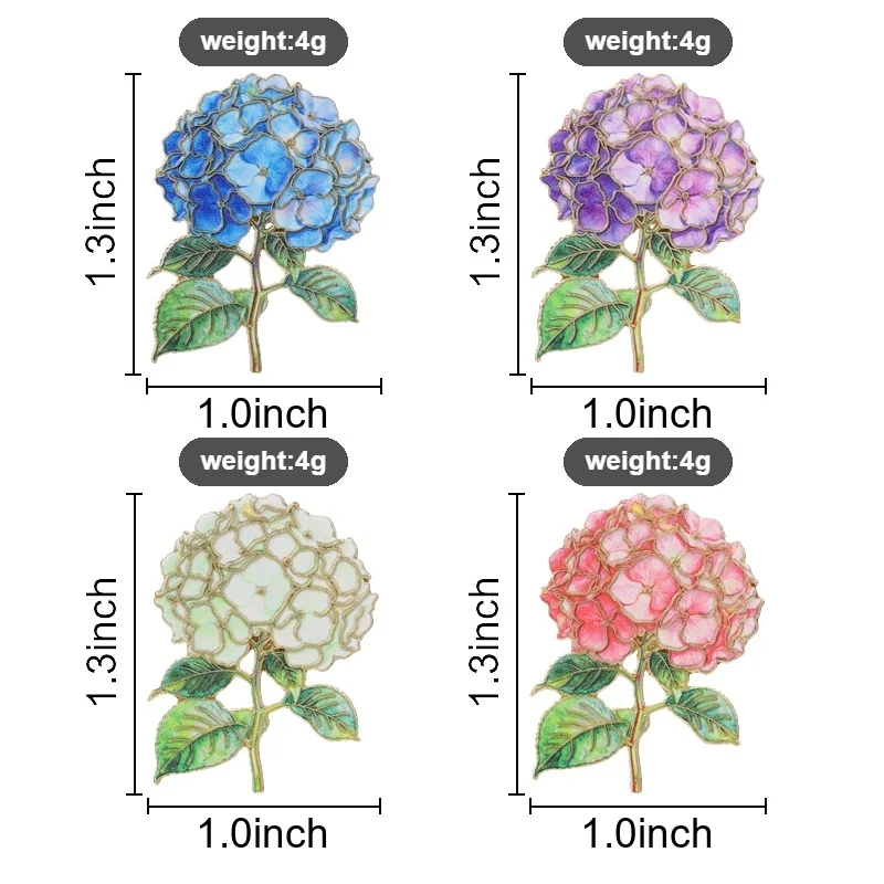 Hydrangea Badges Peony Rose Daisy Lily of the Valley Iris UV Printing Pins Nature Plant Brooch Vintage Floral Accessory Gift