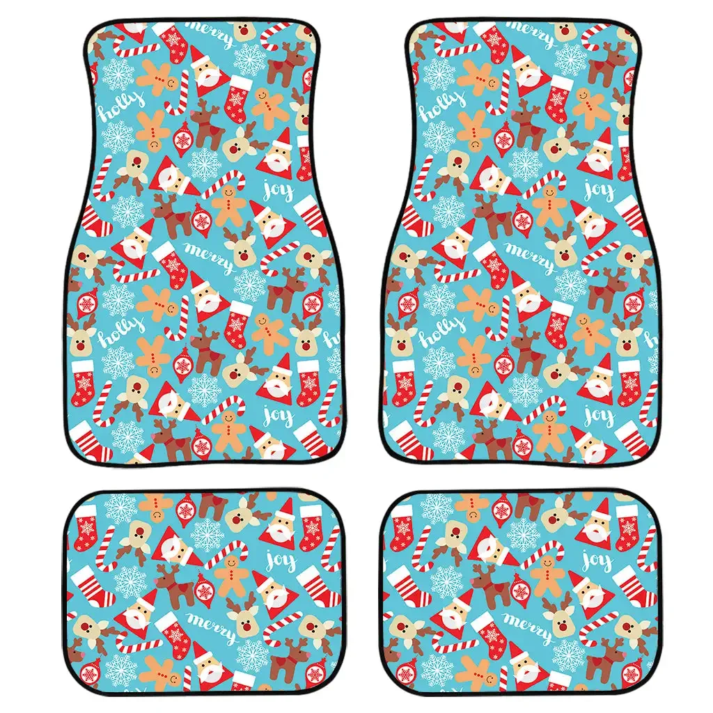 Christmas Snowflake Print Car Floor Mat Carpet Anti-Slip Rubber Mat Pack of 4 Auto Accessiores for Car SUV Van