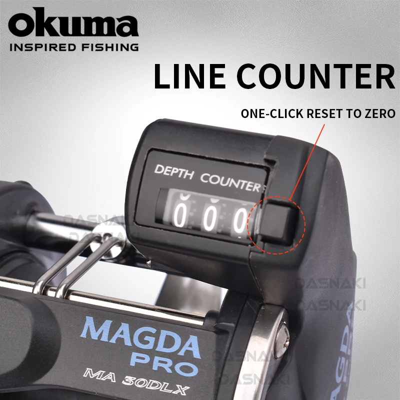 OKUMA Fishing Reel MAGDA  Linecounter DT MA-15DT-T Multirolle Sea Baitcasting Reel