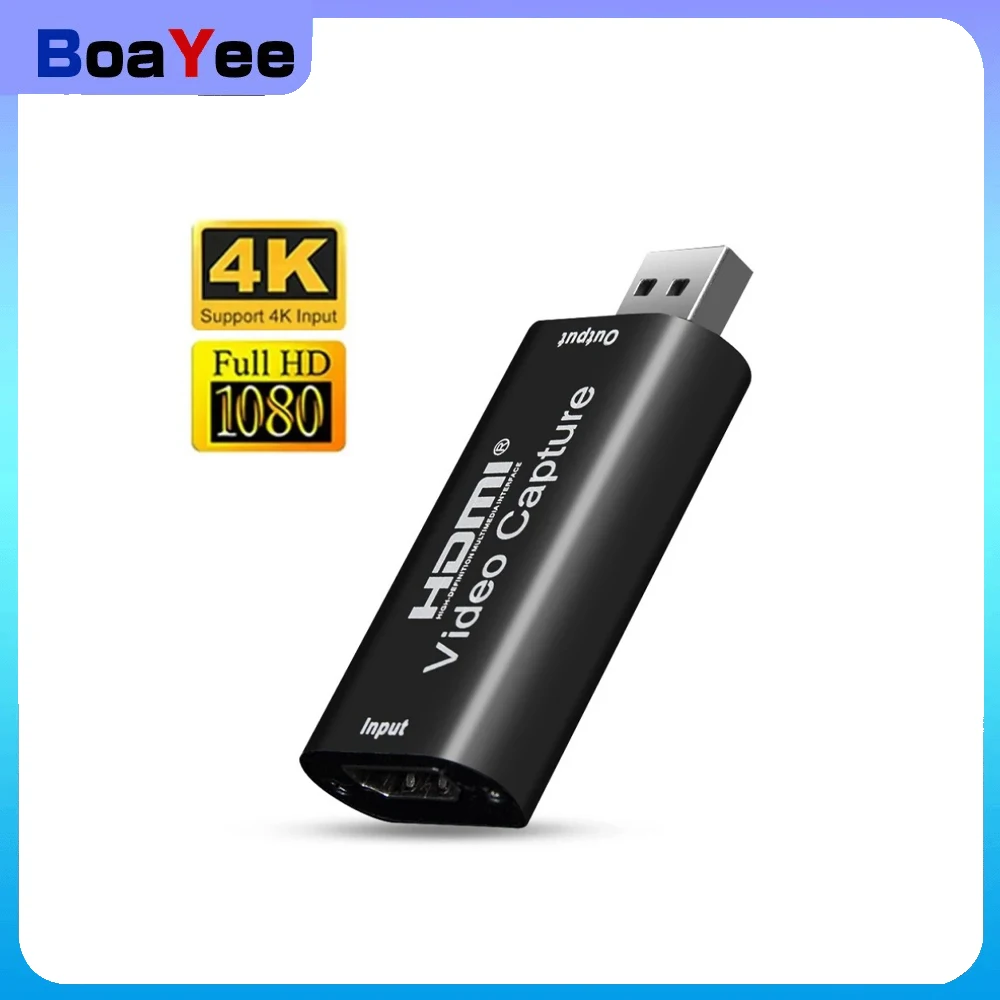 

Карта видеозахвата USB 2.0, 4K HDMI-совместимый видеозахват, прямая трансляция, запись для PS4, XBOX, телефонная игра, DVD, HD камера