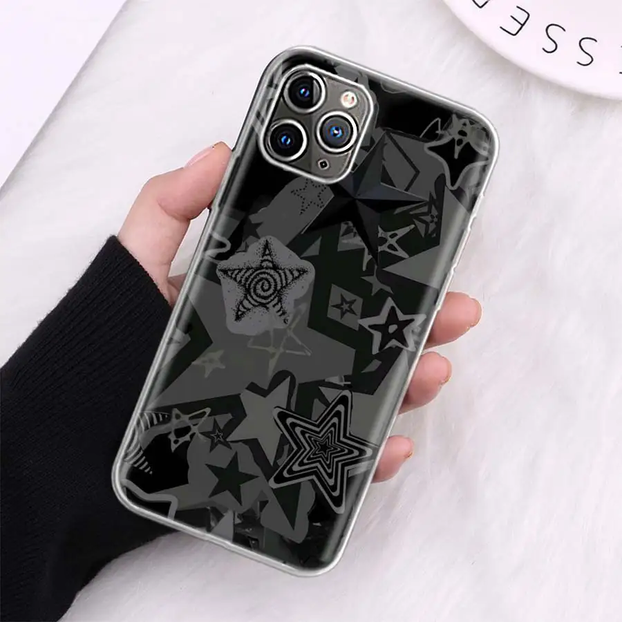 Sparkling Pentagonal Red Star Phone Case For Apple Iphone 12 Mini 14 13 15 Pro Max 11 X XS XR 16 Plus Cover Shell Coque