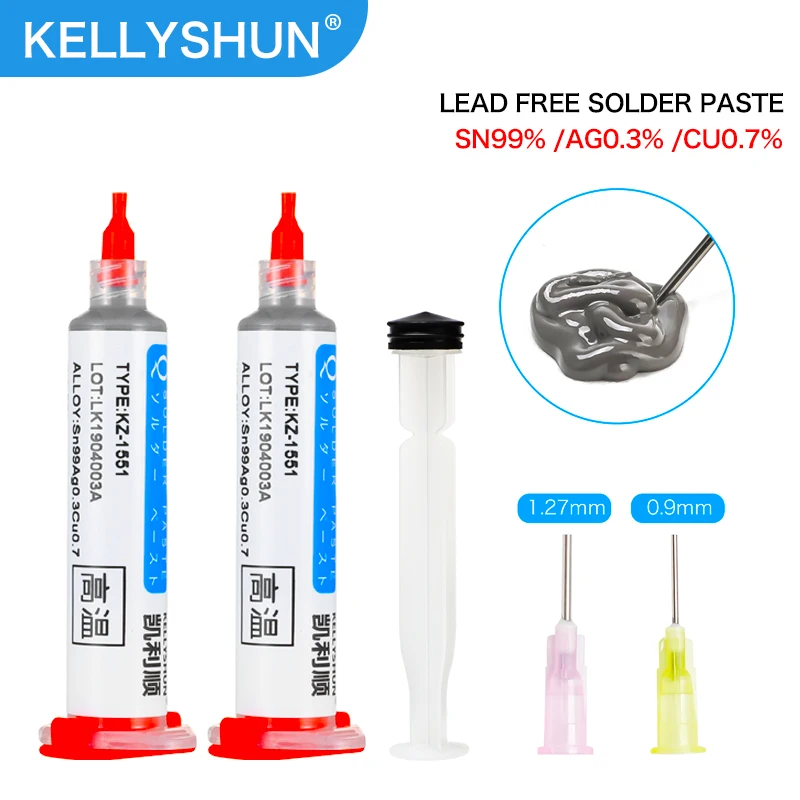 Lead Free High Temperature Solder Paste Sn99Ag0.3Cu0.7 Needle Tube Flux Soldering Paste For Mobile Phone USB Socket Repair LED P