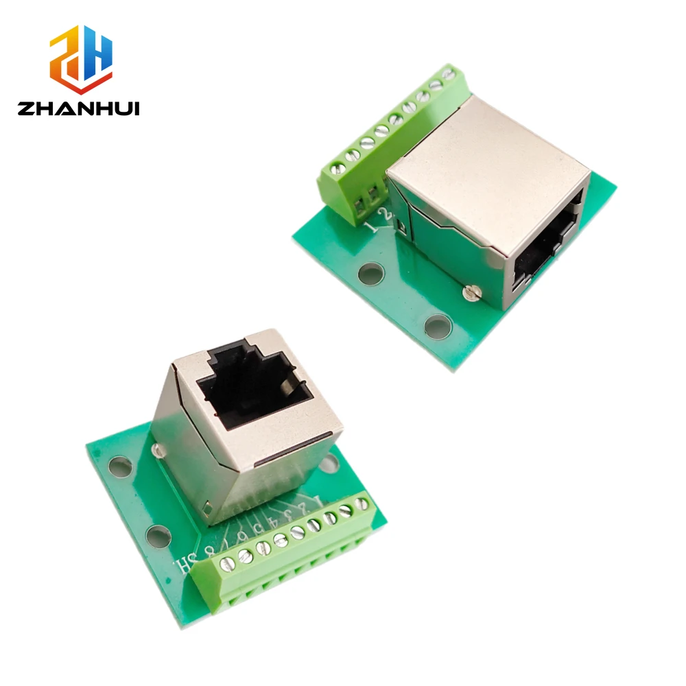 1PC RJ45 Female to KF128 9Pin Screw Terminal Breakout Board 2.54mm Pitch Ethernet Adapter PCB Circuit Connection Module