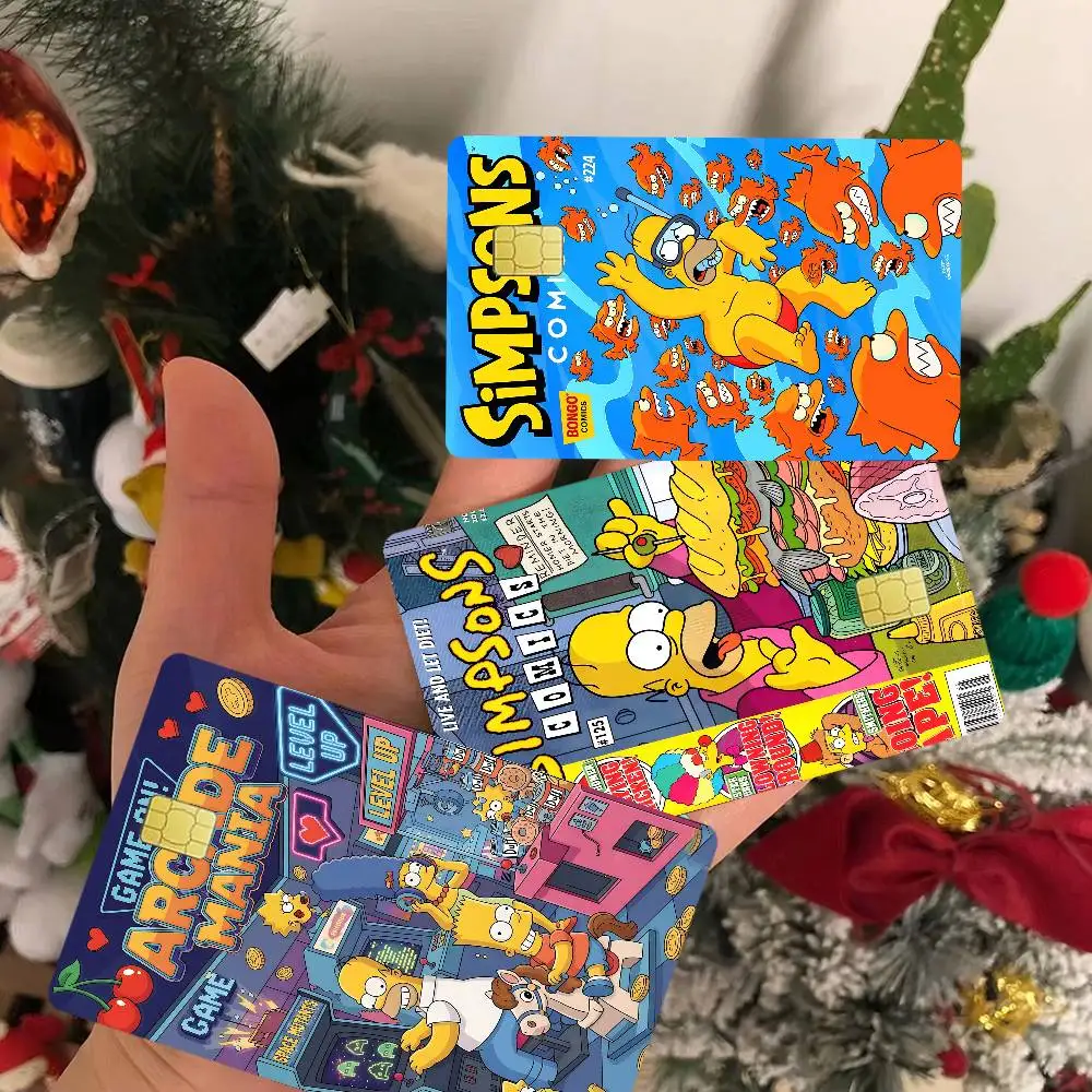 Animation S-Simpsons Classics Cartoon Credit Card Skin Stickers for Bank Card Bus Metro Card Sticker Waterproof Women Gift