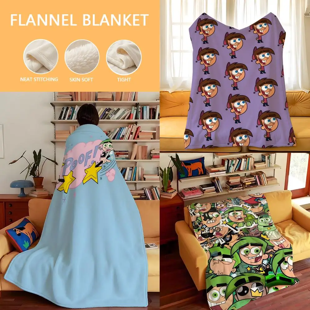 Cartoon T-The F-Fairly O-OddParent Throw Flannel Cozy Print Blanket, Portable, Durable  Machine Washable cute Cool