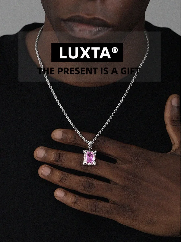 Retro 925 Silver Gem Pendant Necklace Hip Hop Style for Men And Women Luxury Clavicle Chain Sweater Chain Fashion Jewelry