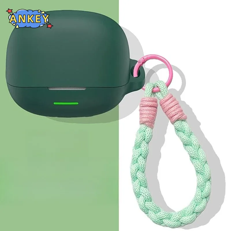 Compatible with QCY MeloBuds N65 ﻿ Silicone Cases With Hook Protective Shockproof Wireless Earphone Cover with Carabiner Lanyard