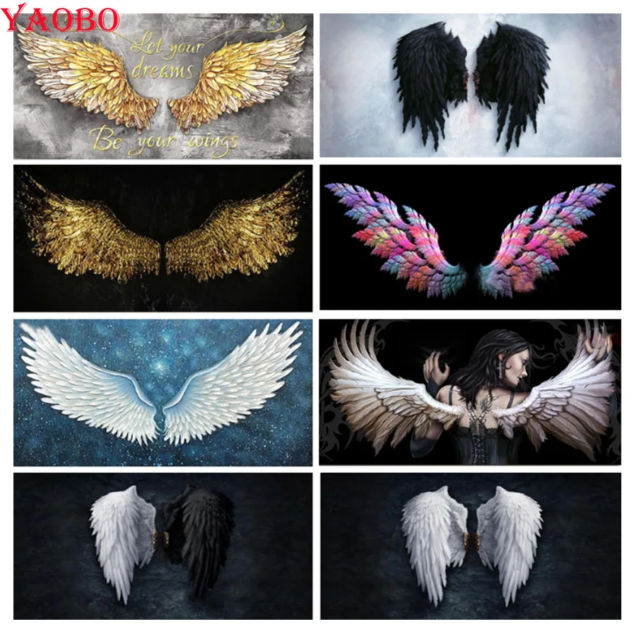 

5D DIY Diamond Painting Golden Angel Wings Cross Stitch Kit Full Drill Square Diamond Embroidery Rhinestone Mosaic Home Decor