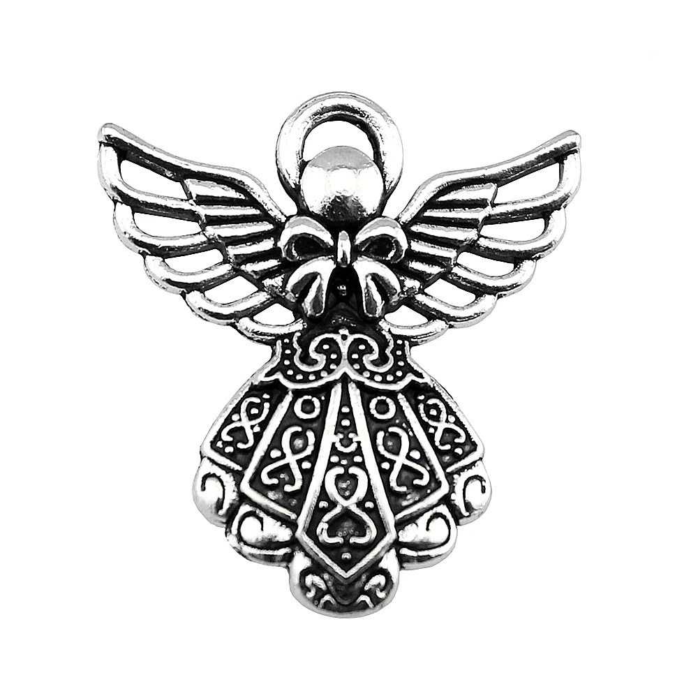 Wholesale 100pcs/bag 26x23mm Antique Silver Color Antique Bronze Angel Pendant Angel Pendants Angel Pendant Charm