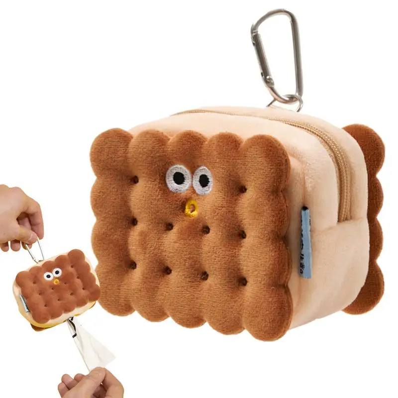 

Держатель для мешка для какашек, держатель для мешка для мусора для домашних животных, аксессуар для ходьбы с карабином, зажим в форме печенья, небольшой чехол для путешествий на открытом воздухе, пешего туризма