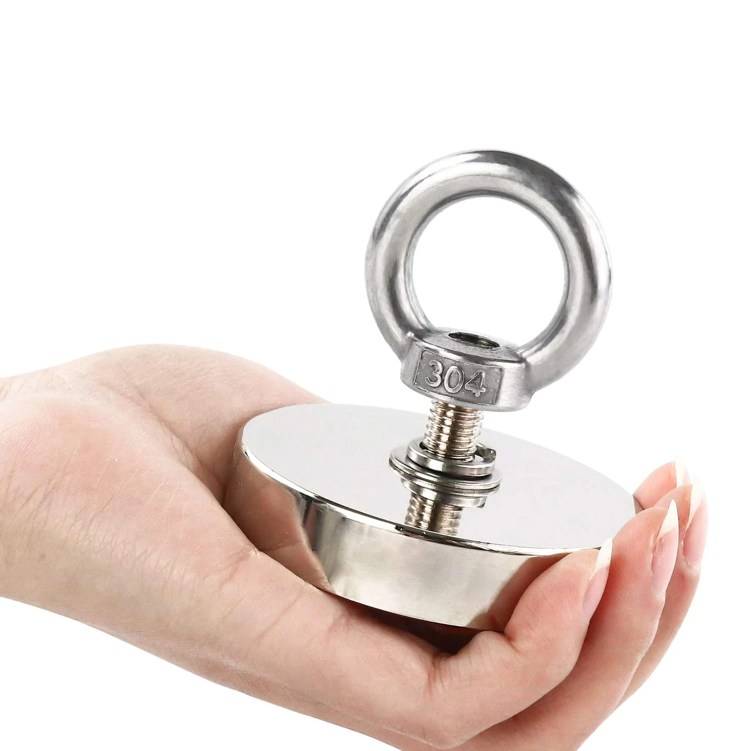 Super Strong Neodymium Fishing Magnet Hook N52 Heavy Duty Rare Earth Magnet With Countersunk Hole Eyebolt 16-90mm Salvage Magnet