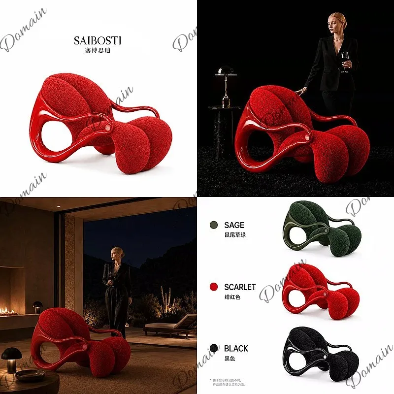 Luxury Italian Designer Creative Red Accent Chair Modern Living Room Lounge Single Sofa Armchair
