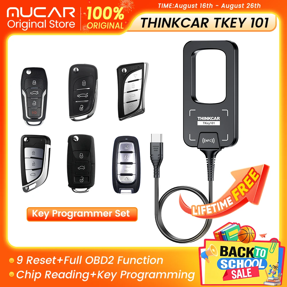THINKCAR TKEY101 Universelles Autoschlüssel-Programmiergerät mit 6 Fernbedienungen, unterstützt Diebstahlschutzsysteme für 892BT 689BT VO8