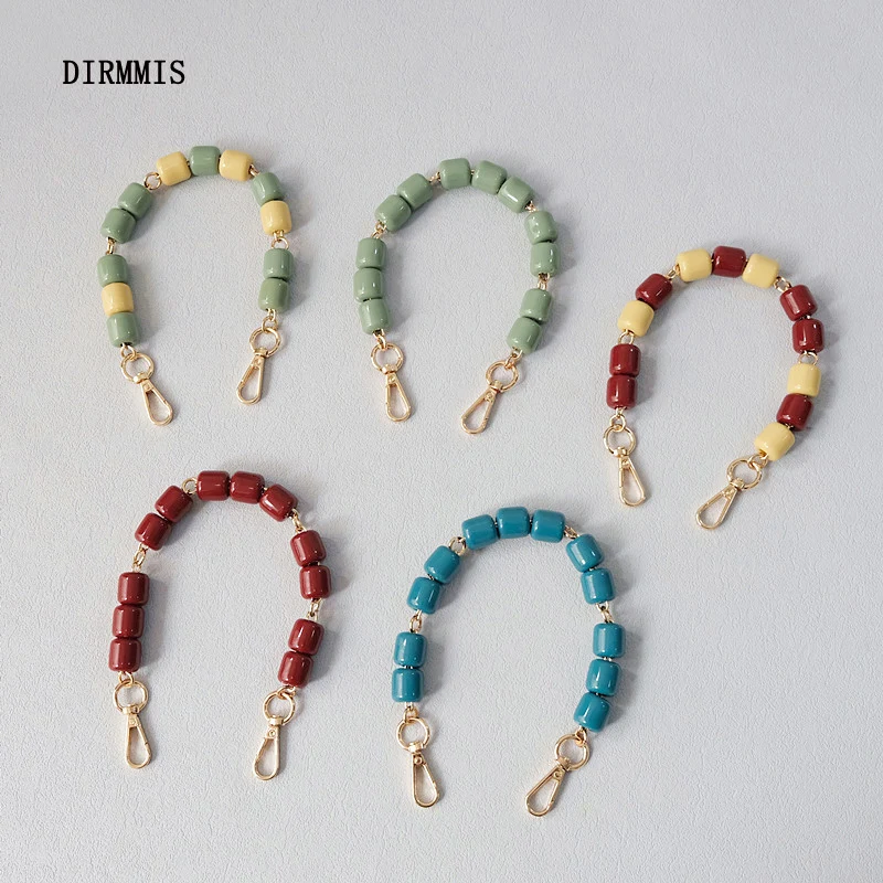 New Woman Bag  Strap Accessory Vintage Solid Acrylic Resin Beads Parts Luxury Handcrafted Wristband Women Cute Bag Handle Chain
