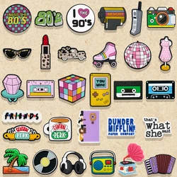 Dijes Vintage Vibe para zapatos de 1/30 piezas, decoraciones para zapatos de la vieja escuela, alfileres Y2K para niña, accesorios creativos de sandalia de los años 80 y 90, hebilla de zueco
