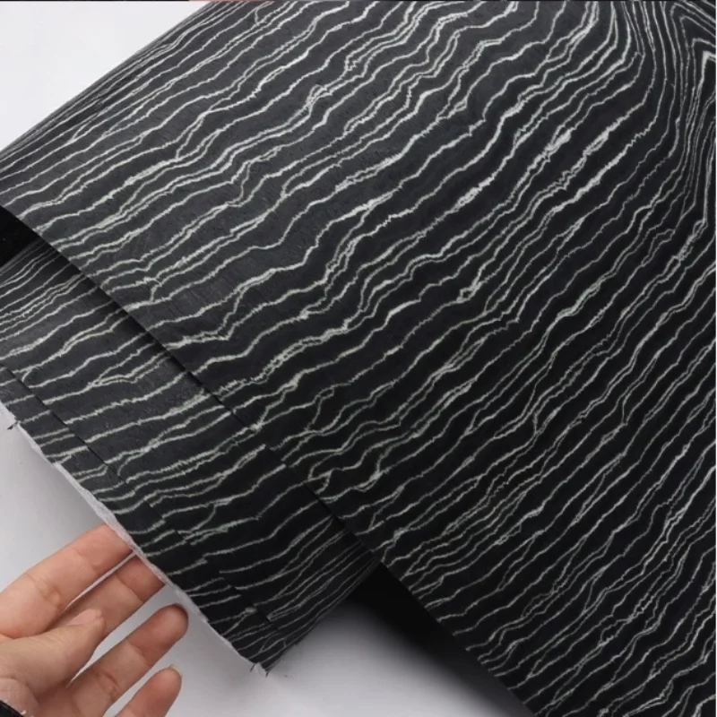 Black Wavy Grain Tech Wood Veneer Landscape Style Timber for Furniture Cabinet Door Decor Artistic Interior Wall Panel 250*58cm