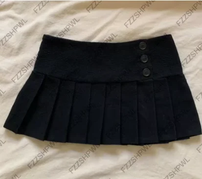 American Retro Pleated Mini Skirt Women Sexy Low Waist Summer Skirts Cool Girl Y2K saia