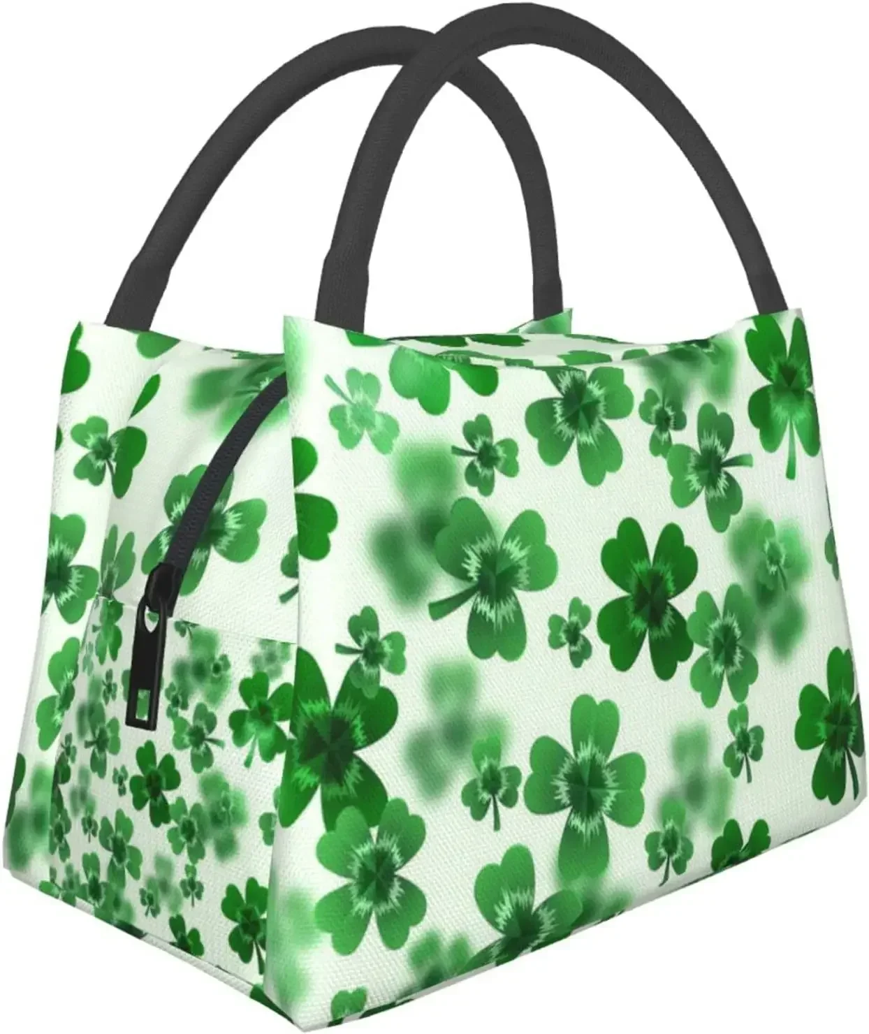 St. Patrick's Day Green Shamrock Clover Lunch Bag Portable Reusable Insulated Lunch Box for Women Men Work School Picnic Travel