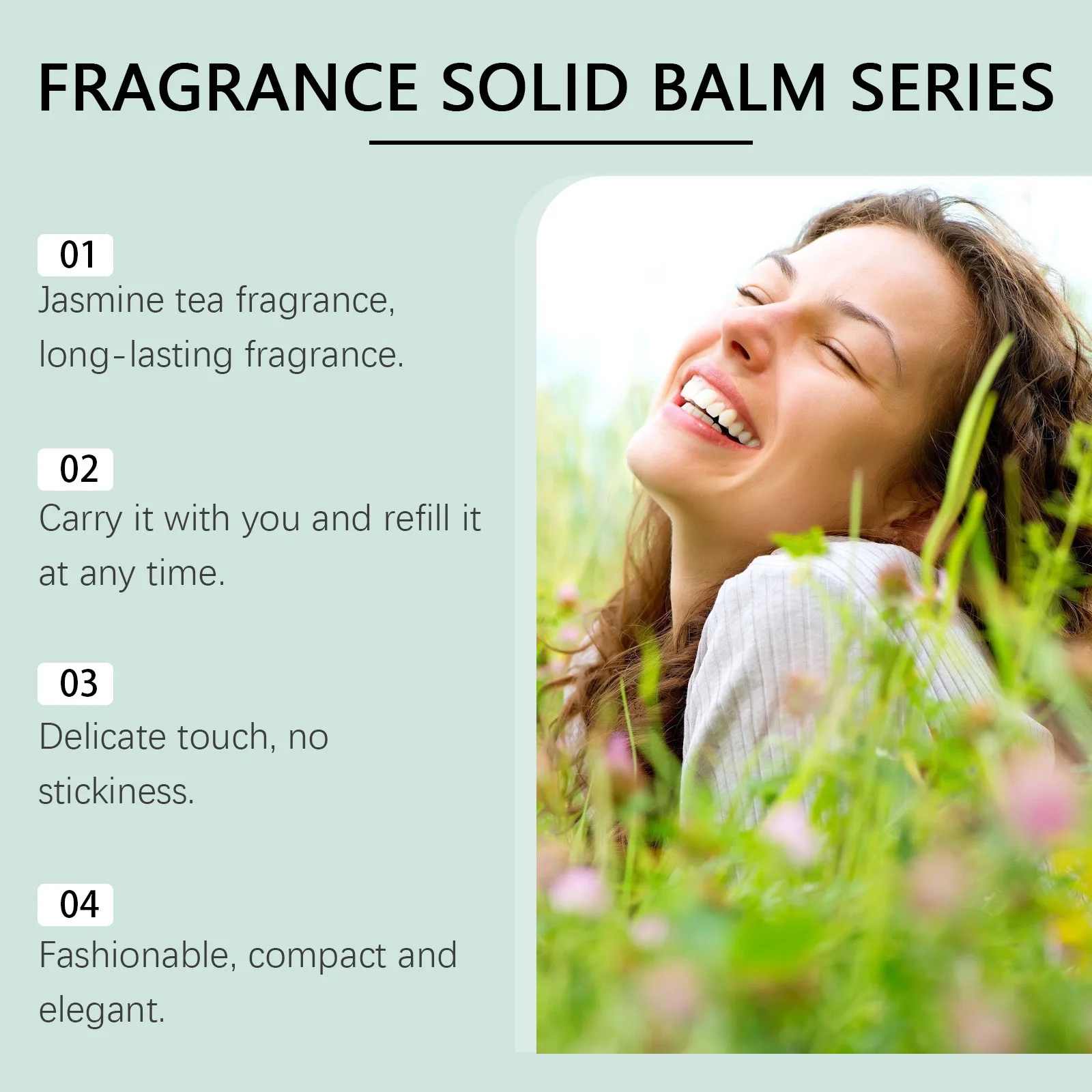 Women Solid Balm Series Long Lasting Aroma Light Fragrances Smell Fresh Date Deodorant Portable Elegant Jasmine Solid Balm Stick