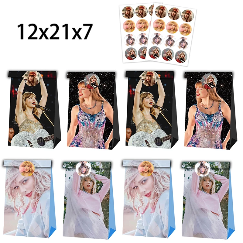 

12PCS Super Singer Taylor Swift 1989 Party Gift Bag Action Figure Taylor Image Fans Periphery Festival Party Carnival Candy Bag