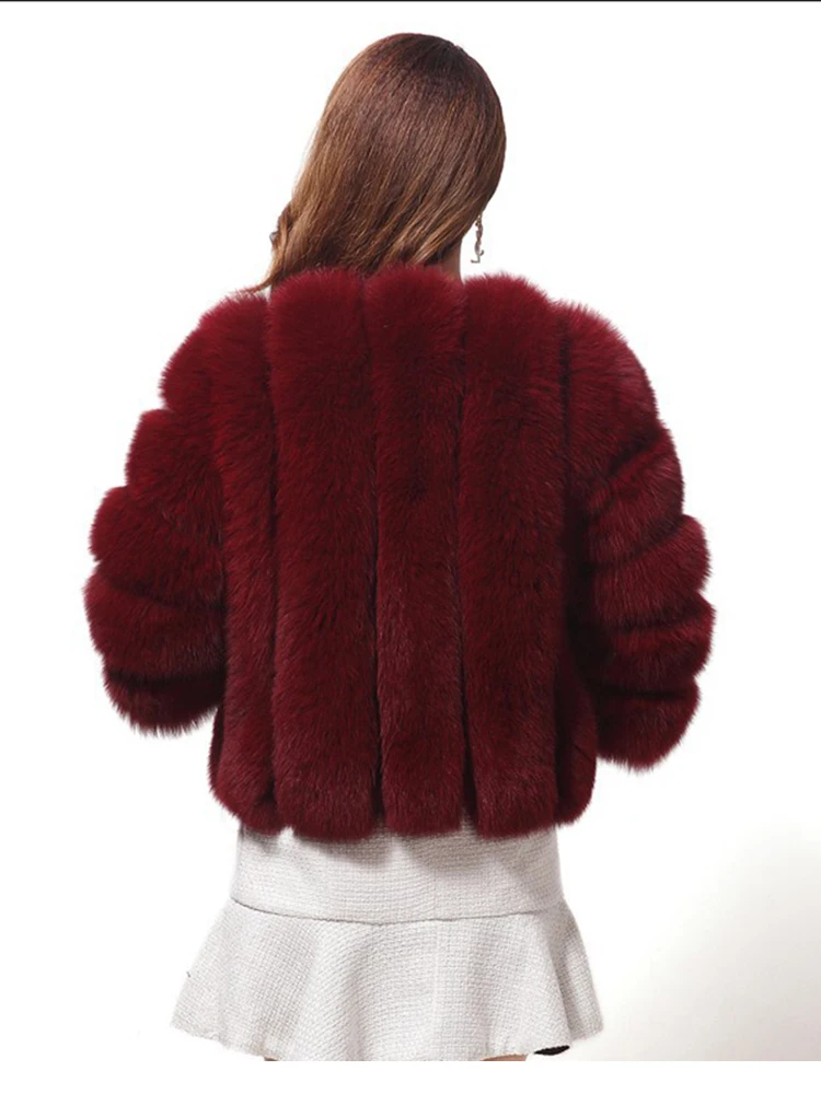 Quá Khổ Chất Lượng Cao Mùa Đông Nữ Giả Cáo Áo Khoác Lông Thú Sang Trọng Ngắn Lông Thú Giả Áo Khoác Và Áo Khoác Nữ Vải Dù Manteau Fourrure femme