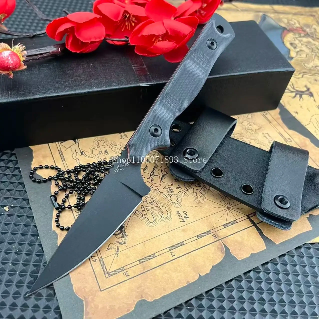 

Portable Mountain Adventure Knives with Sheath Outdoor Straight Knife Camping Hiking Essential Practical Jungle Exploration Tool