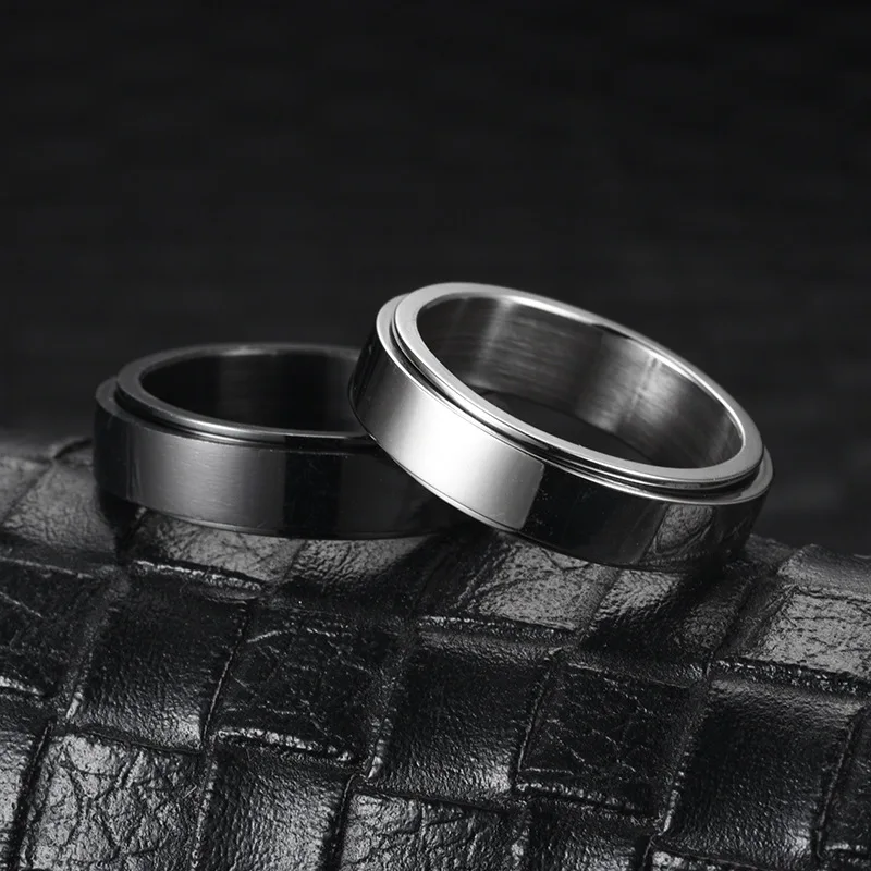 Anillos giratorios de acero inoxidable liso para parejas, Anillo giratorio de ansiedad para parejas, Anillo de boda, joyería, Anillo Antiestres