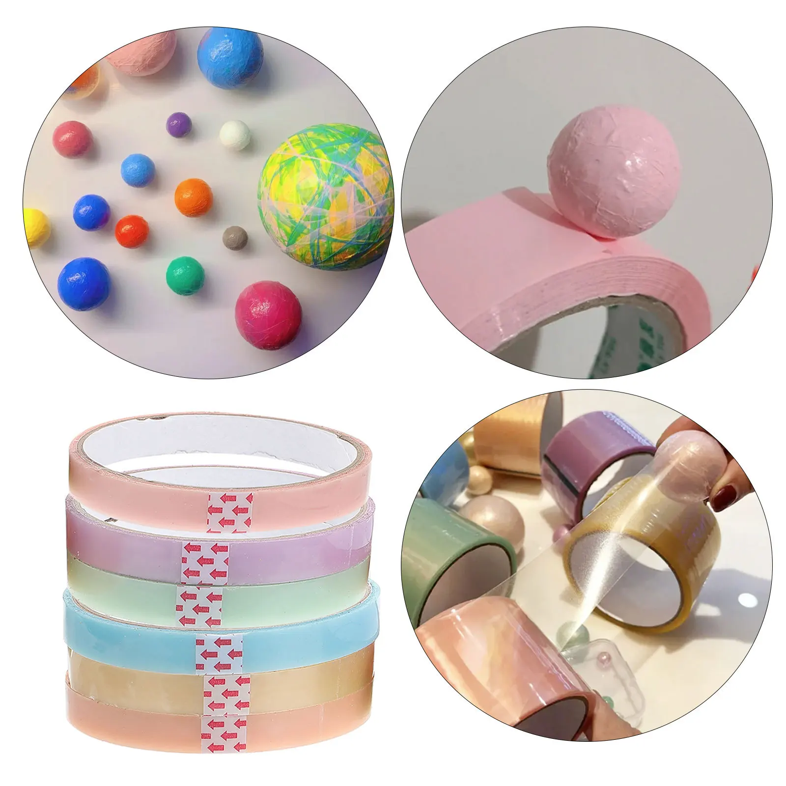 

30pcs 30 Rolls Sticky Ball Tape Colored Adhesive Tapes For Kids Stress Relief Diy Fidget Decompression Play Sticky Tapes