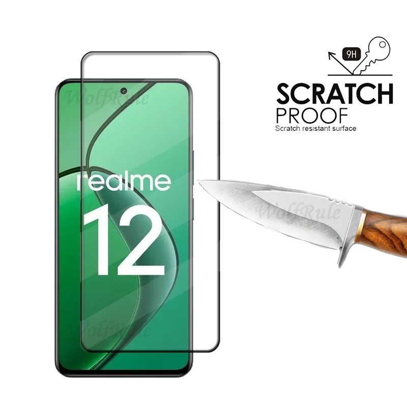 1/2/3/4 шт. полное покрытие стекло для Realme 12 стекло OPPO Realme 12 закаленное стекло полное покрытие Защитная пленка для экрана Realme 12