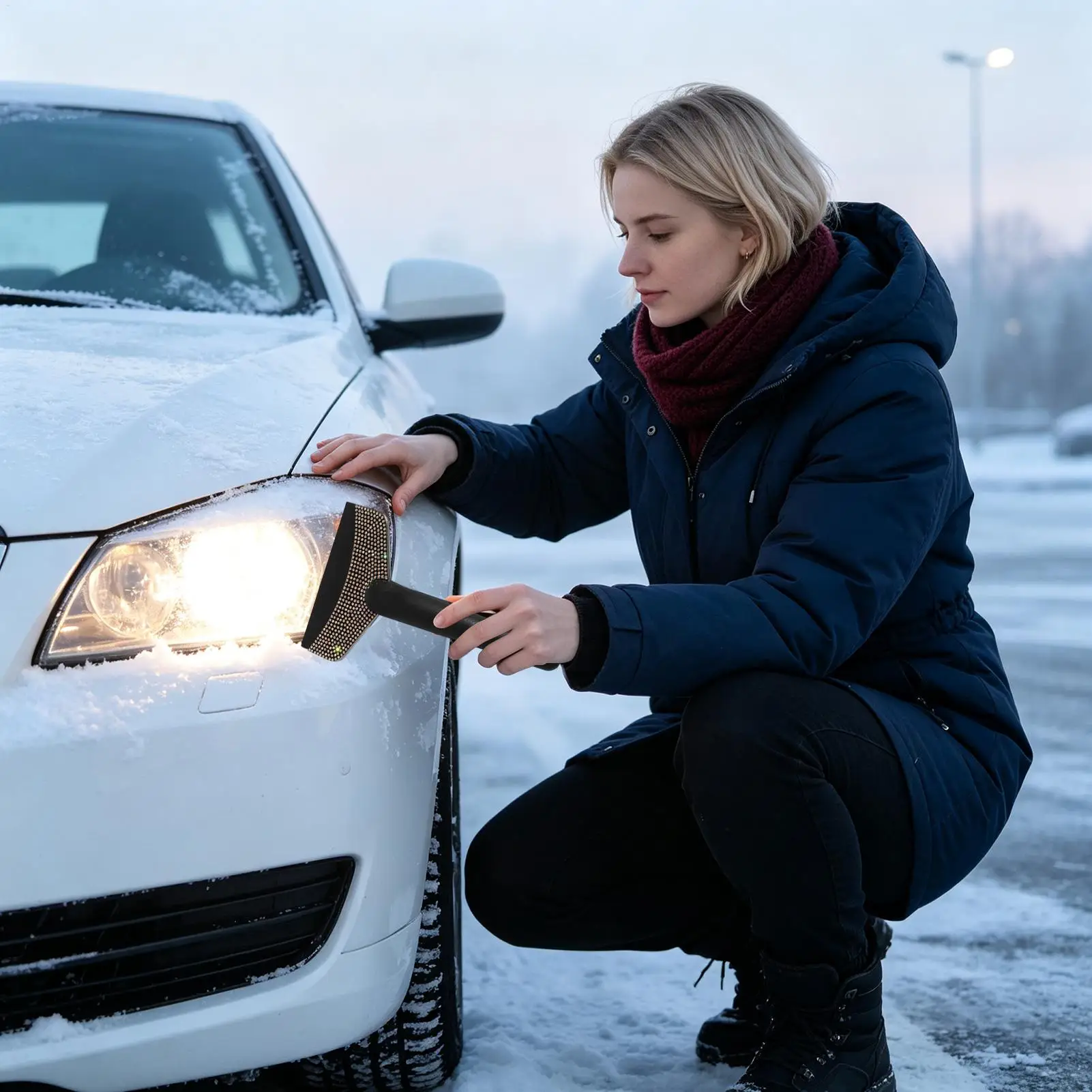 Ice Scraper For Car Winter Window Frost Remover Snow Cleaning Shovel Car Scraper With Embellished Rhinestone For Vehicle SUV