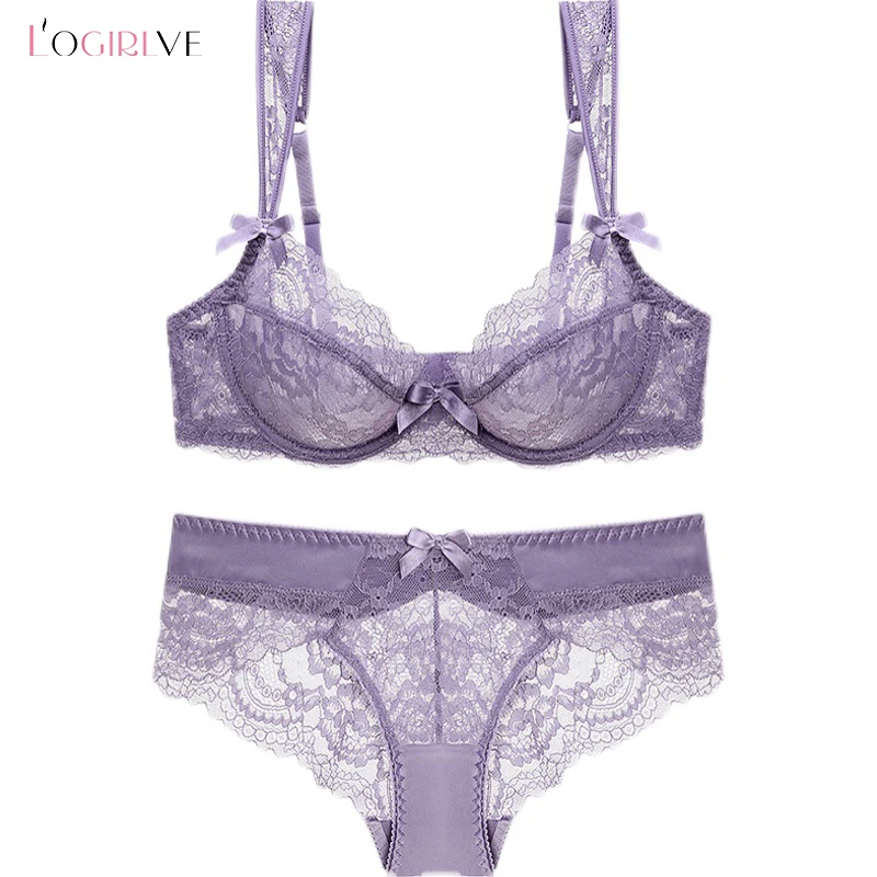 Logirlve الملابس الداخلية مثير فاخر كبير الحجم الصدرية الدانتيل الملابس الداخلية مجموعة المرأة مثير فتاة الصدرية مجموعة التطريز ينغيرييس مجموعات للمرأة