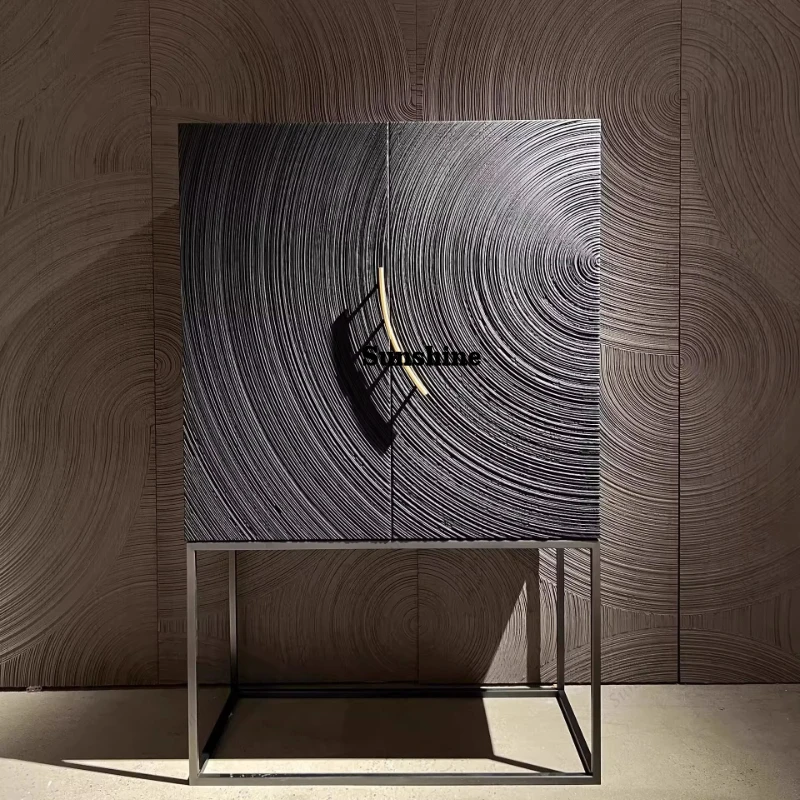 

Italian light luxury carved wine cabinet modern simple living room entrance decorative cabinet