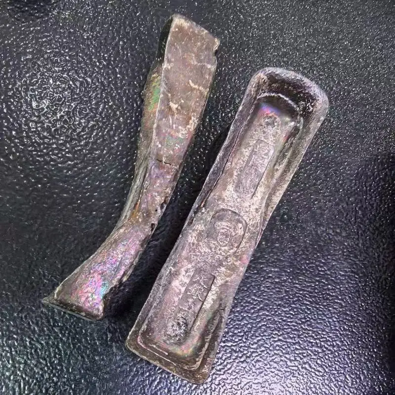 Antique-Style, Five-Colored Silver Ingot, Old Decorative Ornament With Grooves, Shunzhi Gold Bar, Hand-Held Piece, Handi