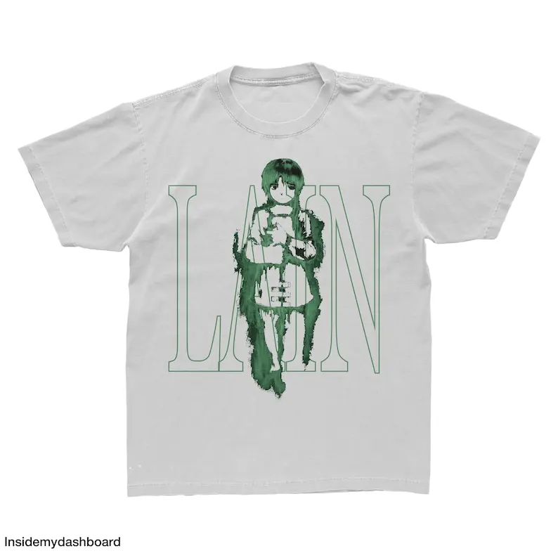 Serial Experiments Lain Green Digital T-Shirt, Lain Anime, Serial Experiments Lain Shirt,  Tee