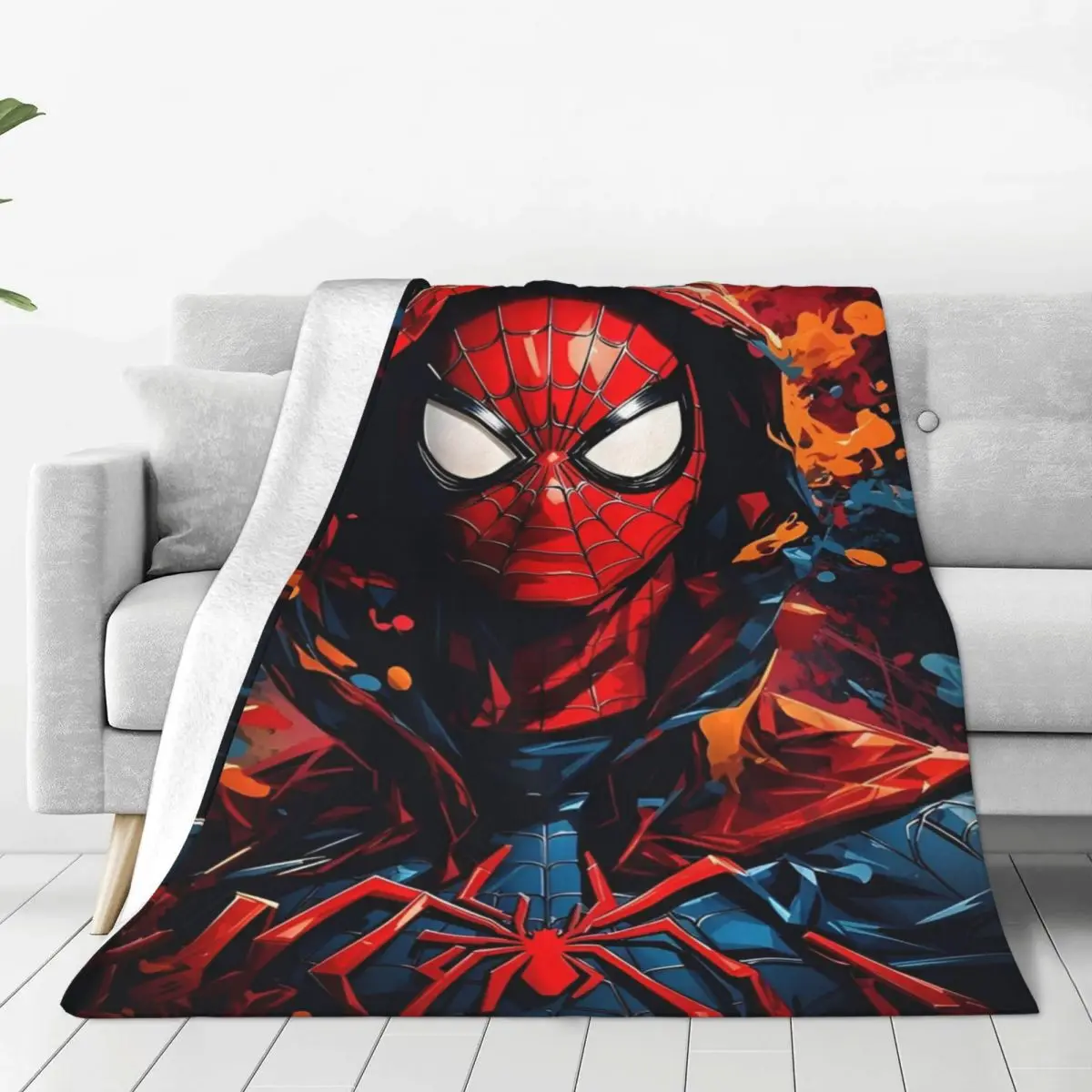 

Spider Man HD Print Warm Blanket Children Plush Throw Blanket Aesthetic Couch Bed Flannel Bedspread Sofa Bed Cover