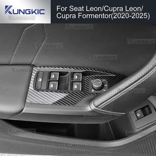 Imagen 2 del producto Película Interior de coche TPU para Seat Cupra Leon Formentor 2020-2025 protección puerta ventana interruptor elevador textura de carbono pegatina LHD