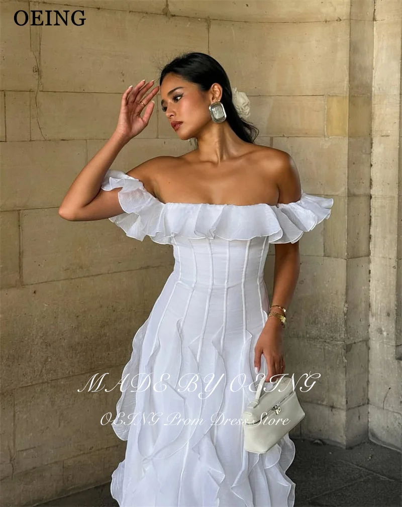 BOEING Elegante A-Linie-Abschlussballkleider, schulterfrei, gerüschte Rüschen, Partykleider, bodenlange Abendkleider 2025, individuell gestaltet