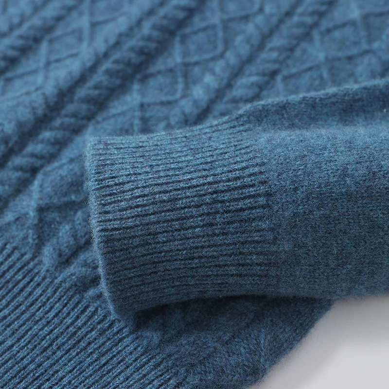 เสื้อสเวตเตอร์ผู้ชายคุณภาพสูง ทำจากขนสัตว์แท้ 100% คอเต่า แขนยาว หนานุ่ม อุ่นสบาย เหมาะสำหรับฤดูใบไม้ร่วงและฤดูหนาว สไตล์เกาหลี