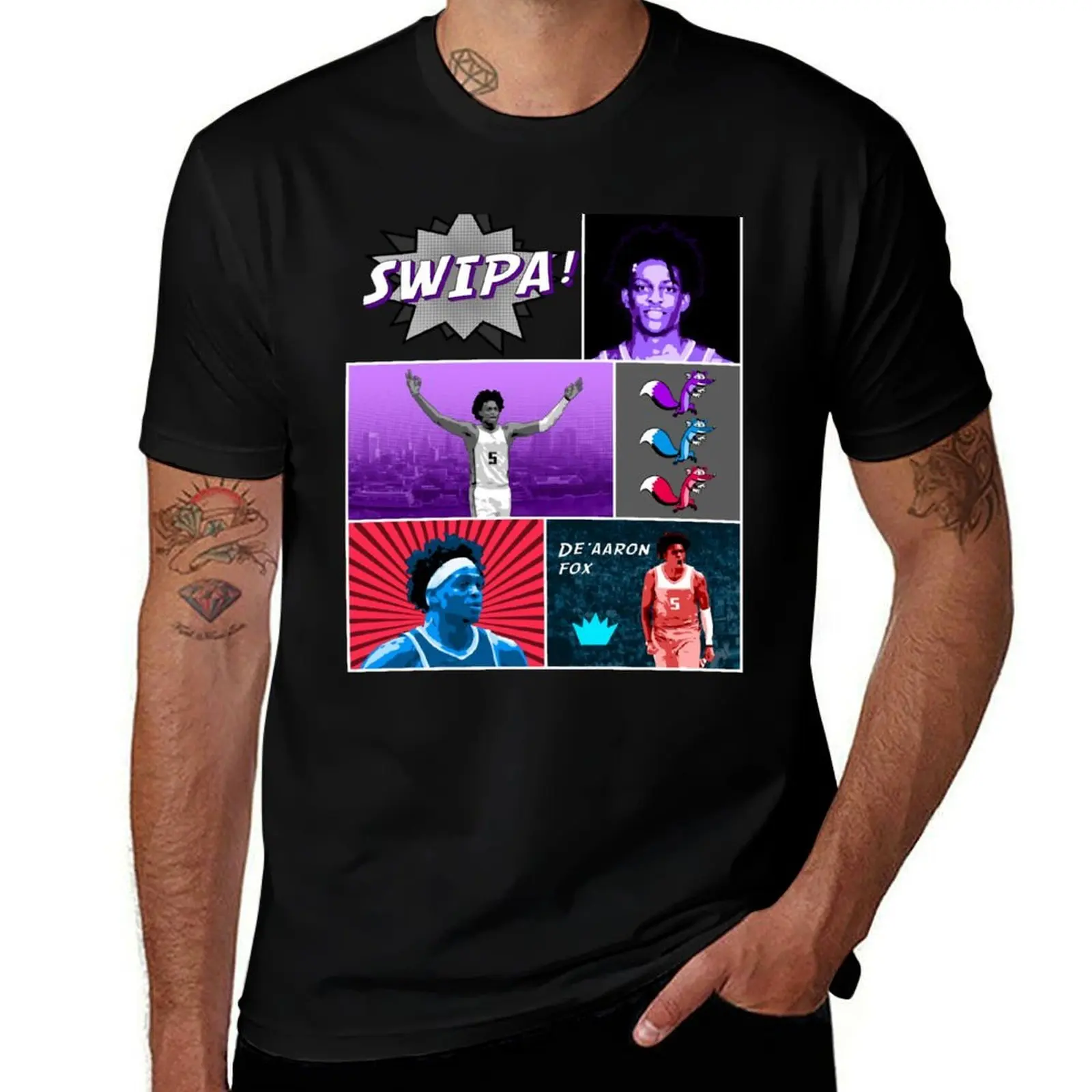 

De_Aaron Fox Basketball Comic T-Shirt Casual Light Summer Short Sleeve Top