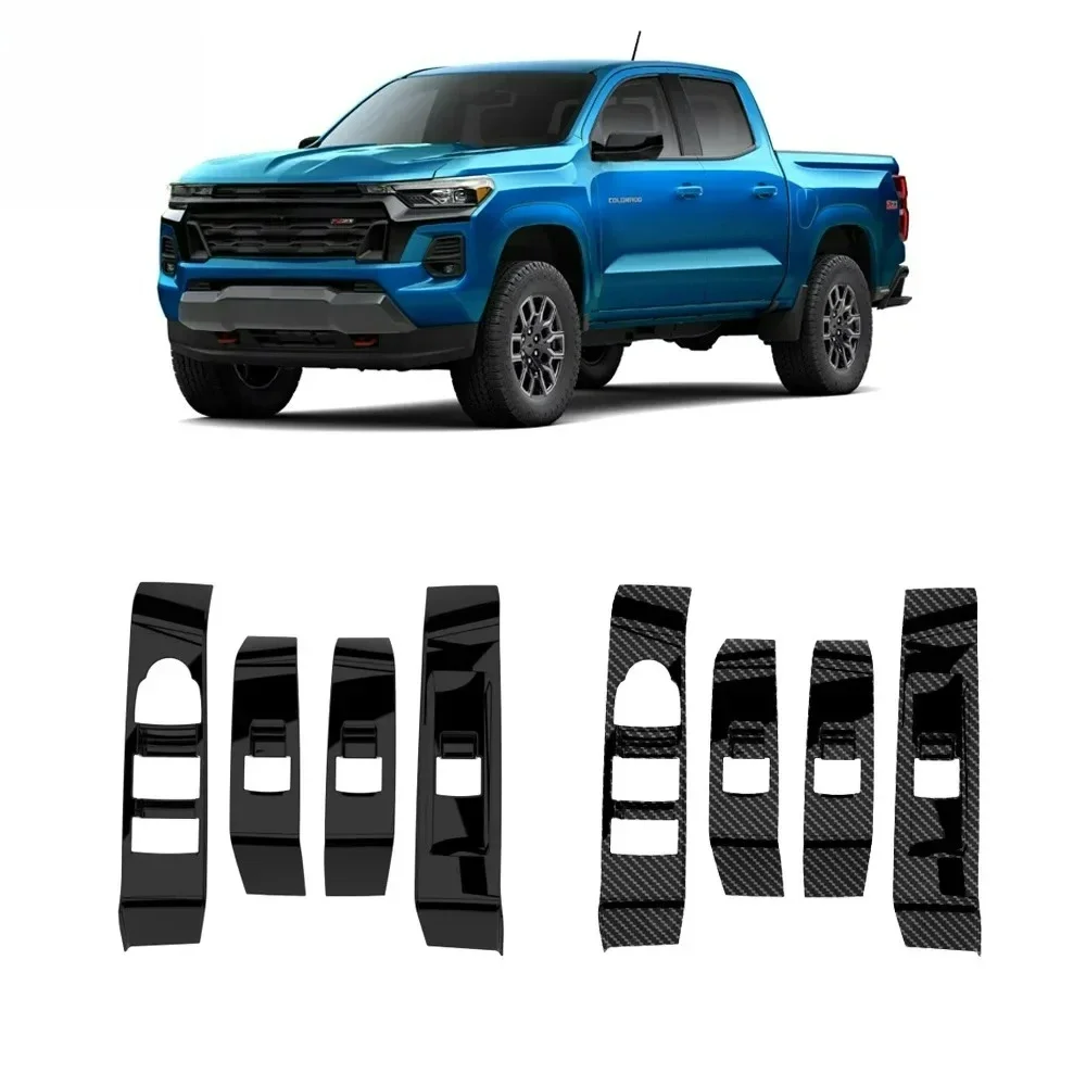 For Chevrolet Colorado 2023 2024 LHD!!! Carbon Black Window Lift Control Switch Button Cover Trim ABS Car Accessories 4pcs